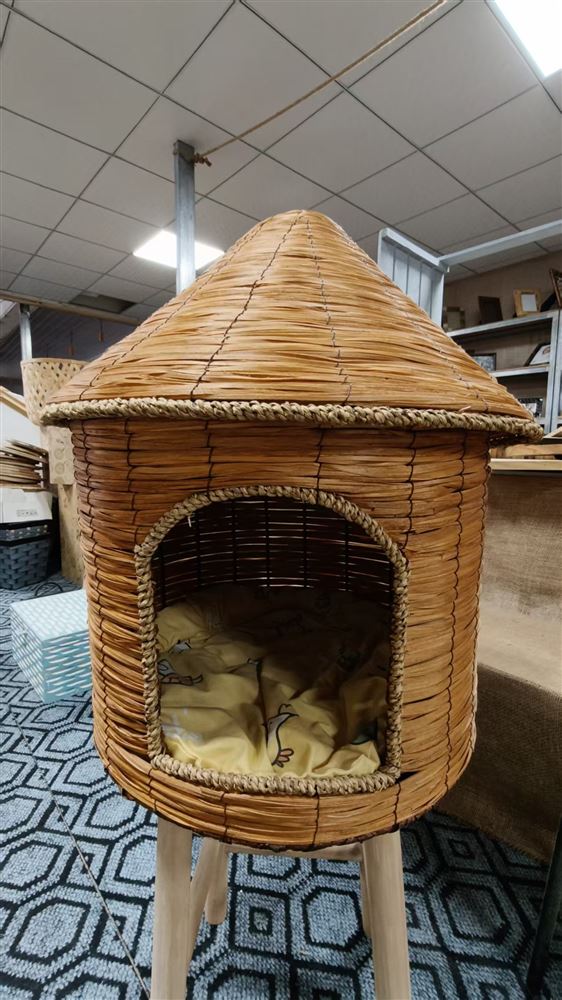 圆形竹编猫窝产品实拍